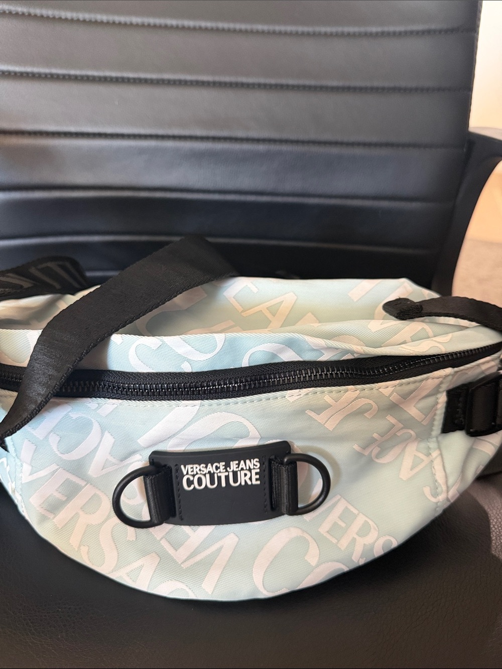 Versace Jeans Collection Mint & White Logo Belt Bag
